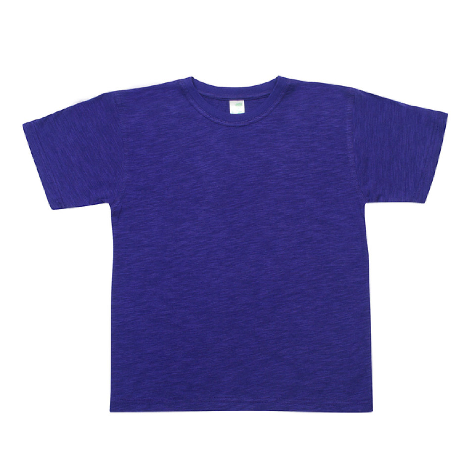 Deep purple heathered bamboo t-shirt with crew neck and short sleeves in kids size