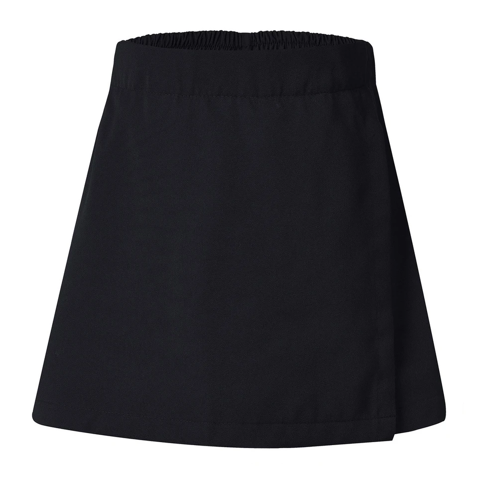 Black gaberdine sport skort with elasticated waistband and clean front panel design