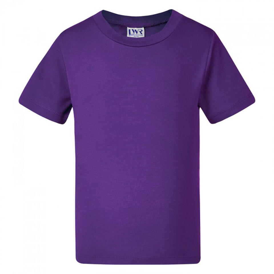 Purple crew neck toddler t-shirt with short sleeves and smooth cotton construction