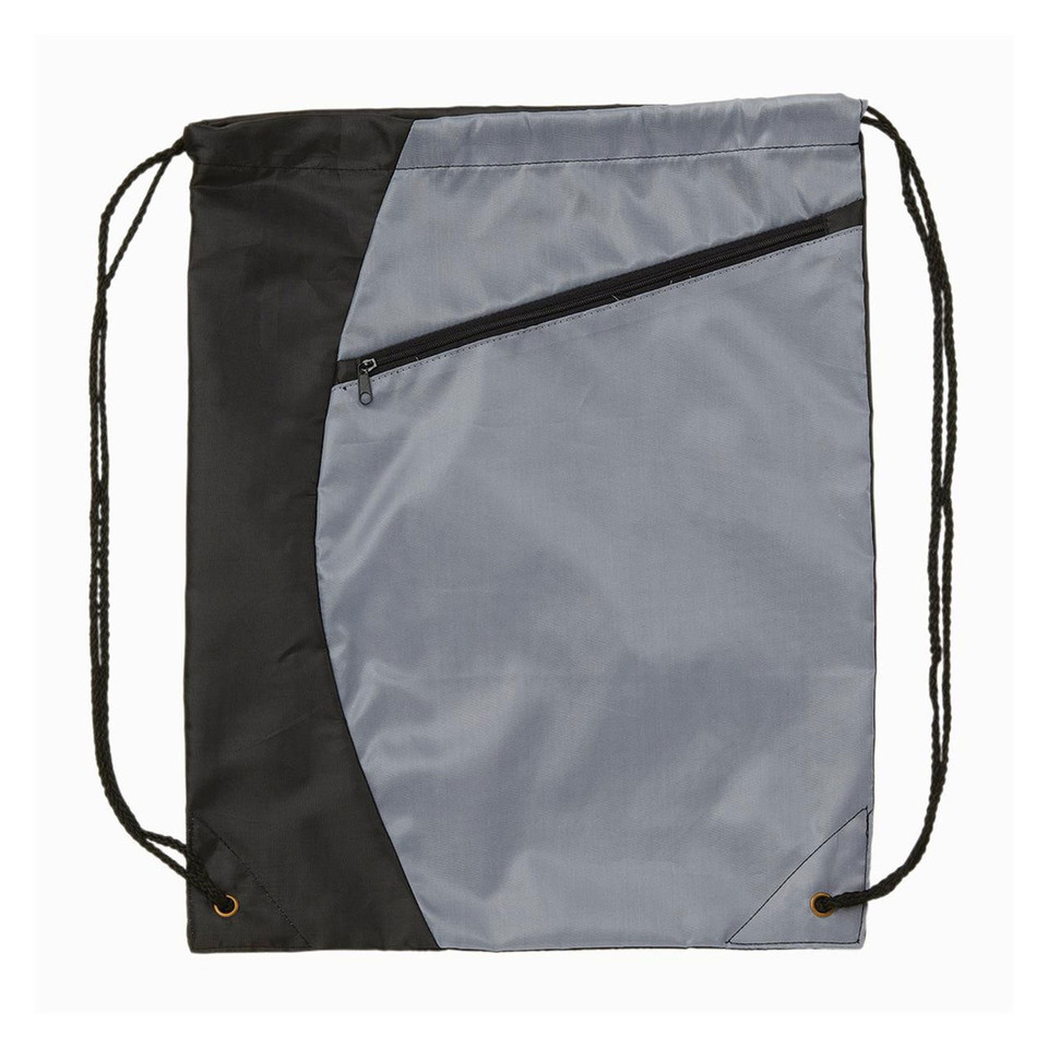 wholesale plain wet travel drawstring backpack | black+grey