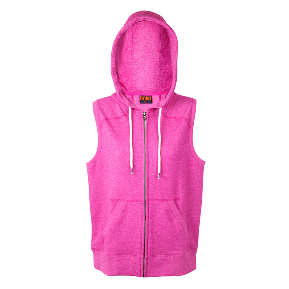 buy ladies sleeveless zip hoodie vest | hot pink heather