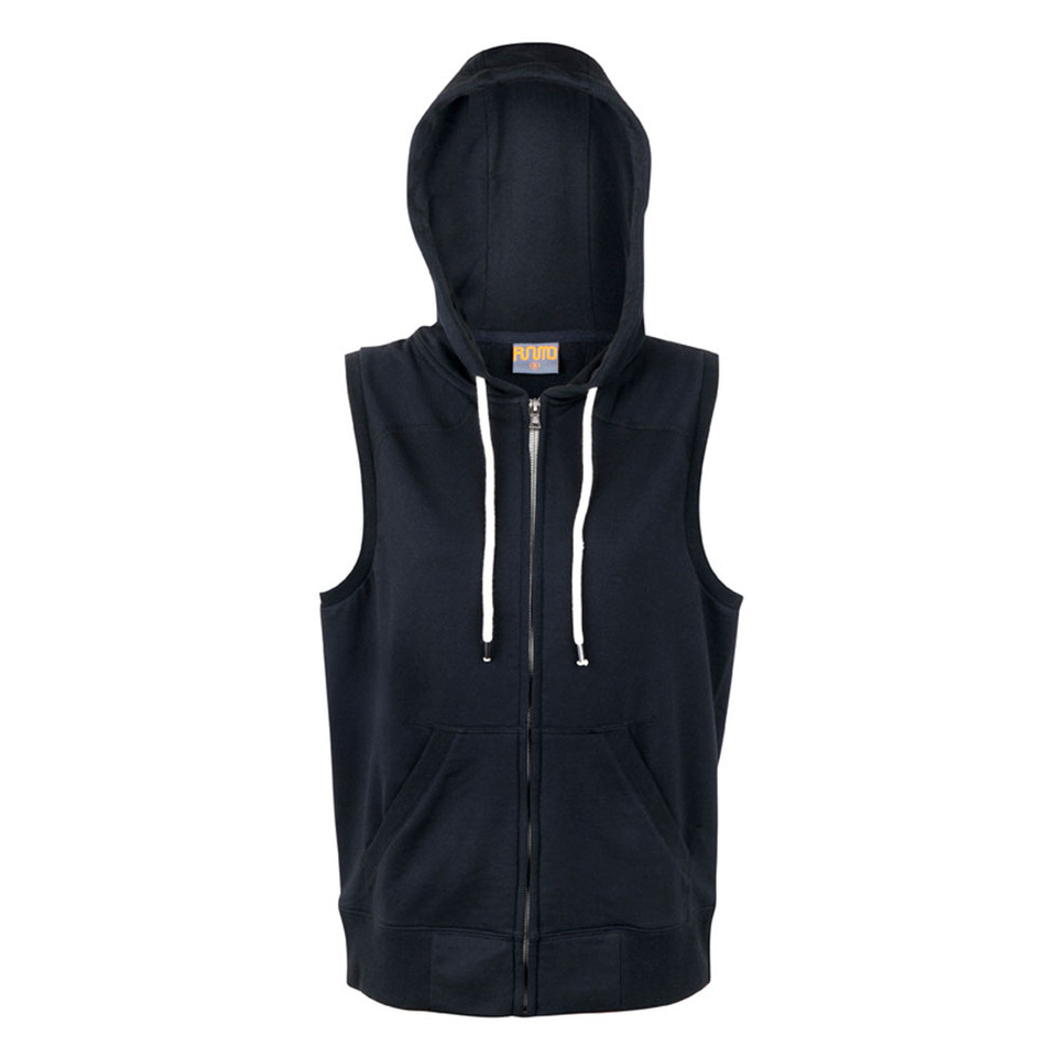 buy ladies sleeveless zip hoodies | black heather
