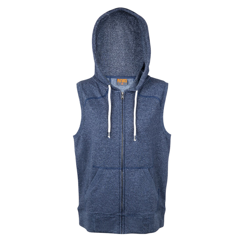 buy ladies plain sleeveless zip hoody vest | navy heather