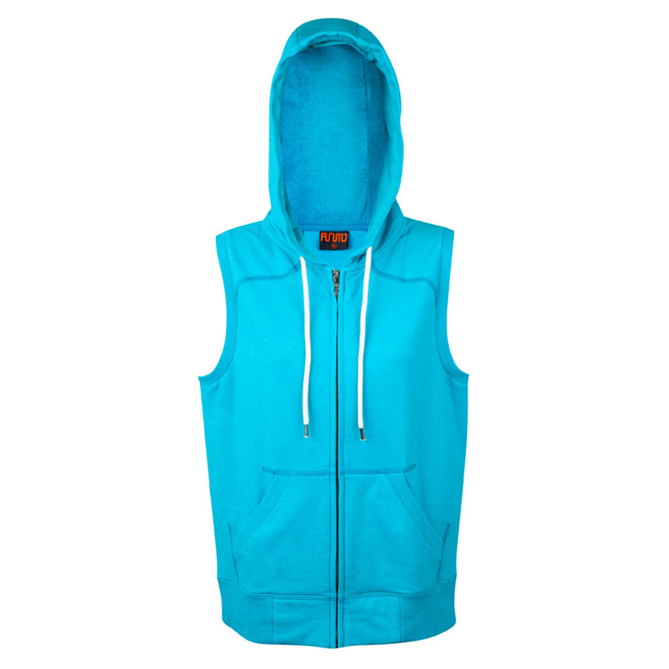 Jade ICON Ladies Stretchy Sleeveless Zip Hoodie, a comfortable, full-zip hooded vest ideal for gym wear, running, or active layering.