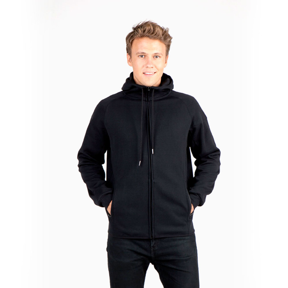 wholesale mens plain polar fleece hoodie jacket - black