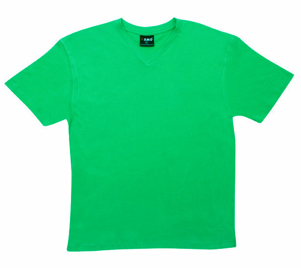 Kelly green slim fit v-neck t-shirt with short sleeves and smooth front panel