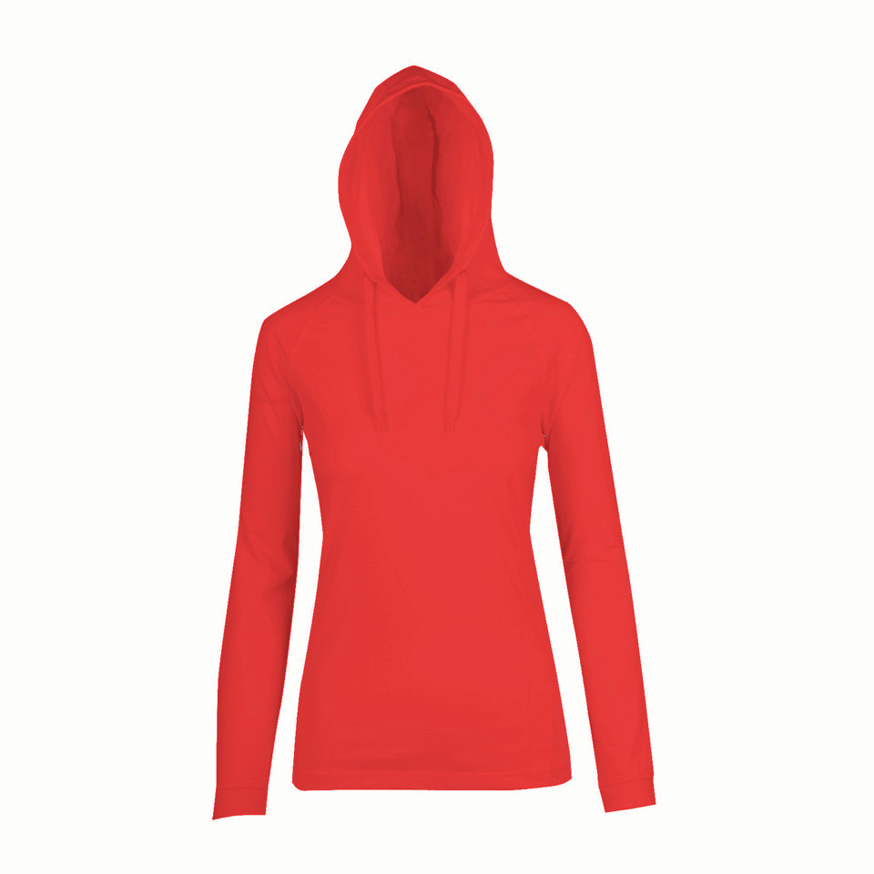 Womens Plain Hooded Tee Online - Red