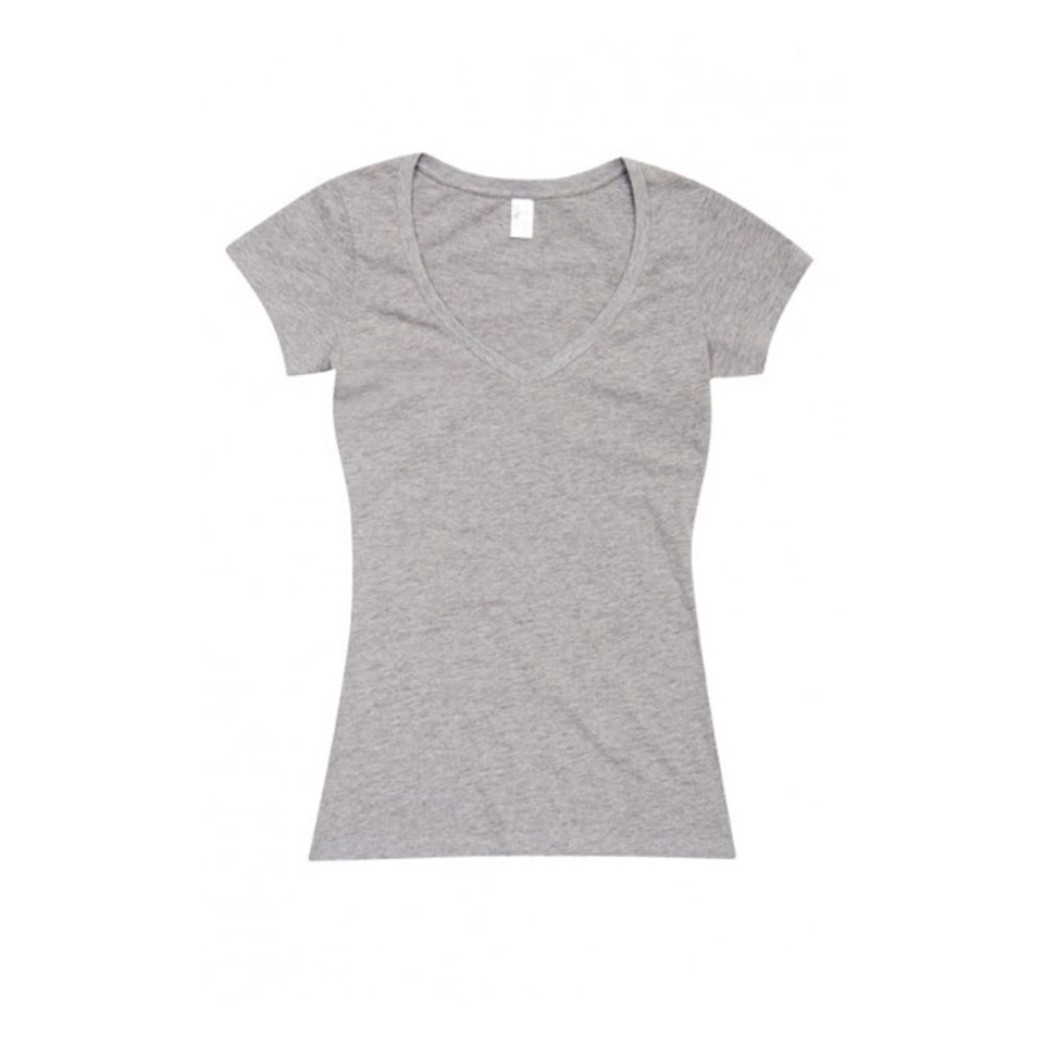 Grey Marle Plain Beth women's slim-fit V-neck T-shirt, made from 100% soft combed cotton, perfect for bulk custom printing and casual wear.