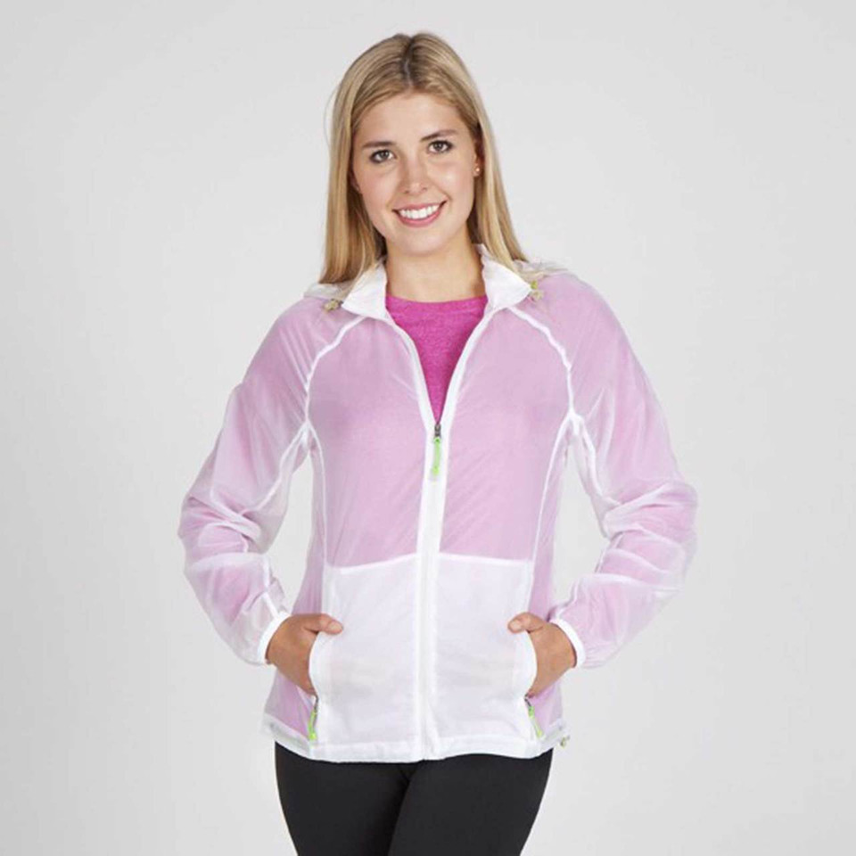 Ladies Plain Nylon Foldaway Hooded Rain Jackets 