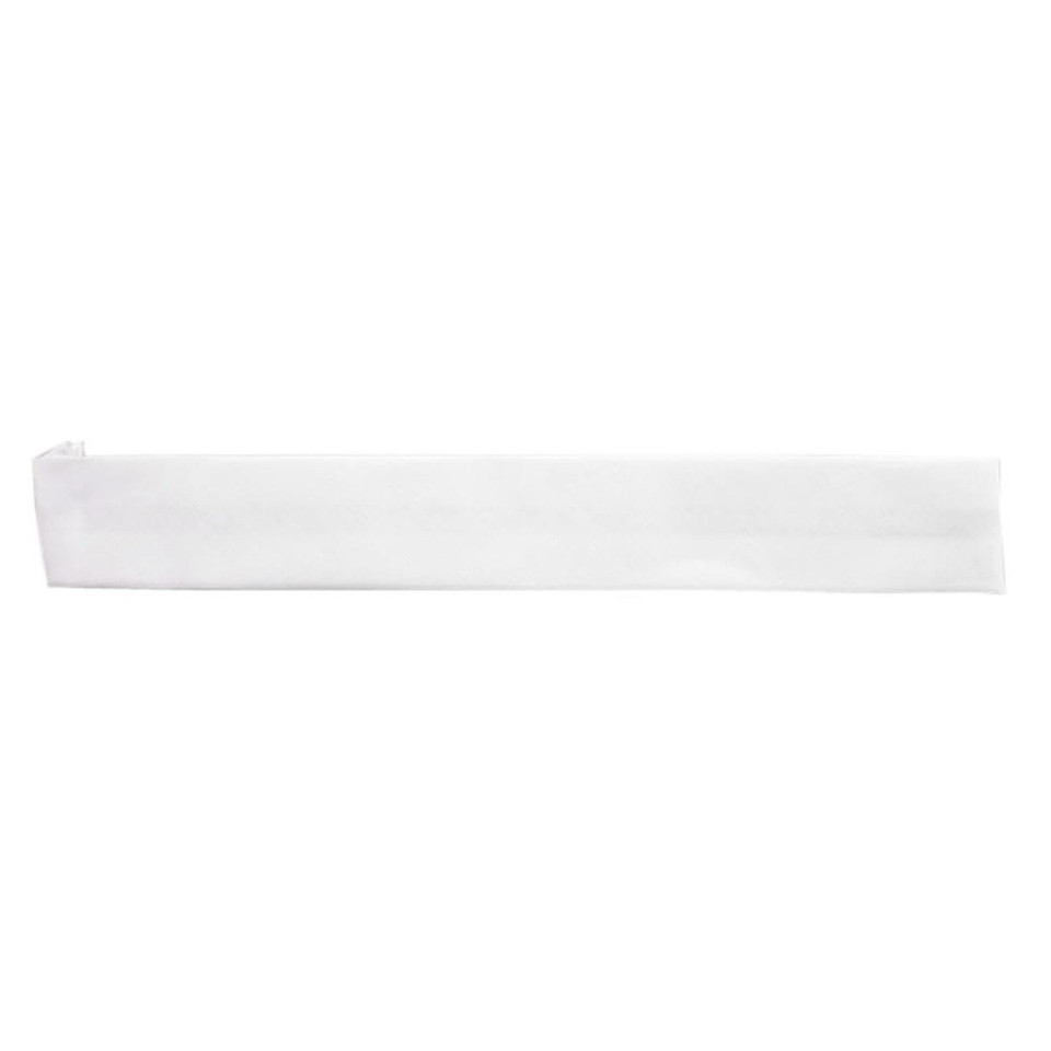 White cotton hat band with simple flat construction and visible stitching detail