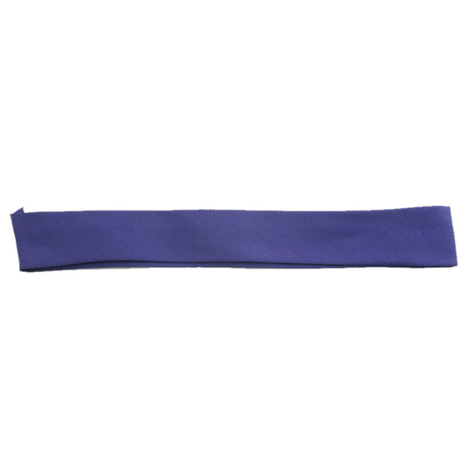 Flat lay of a plain purple-blue cotton hat band on white background