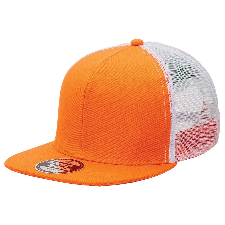 Bulk Discount  Snap Back Trucker Cap - Orange + White Bulk Discount  Snap Back Trucker Cap - Orange + White