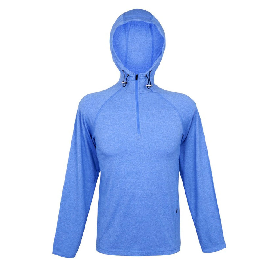 Mens Heather Half Zip Hoody Tee | Royal