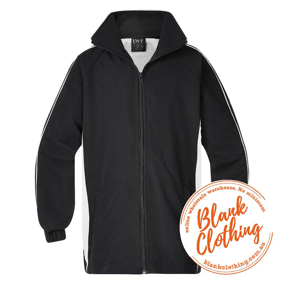 Navy+White ROAR Kids Microfibre Water Repellent Sport Jacket, a lightweight, breathable, and moisture-resistant jacket ideal for children's school sports, training, or team uniforms.