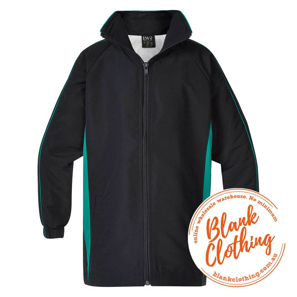 Navy+Emerald ROAR Kids Microfibre Water Repellent Sport Jacket, a lightweight, breathable, and moisture-resistant jacket ideal for children's school sports, training, or team uniforms.