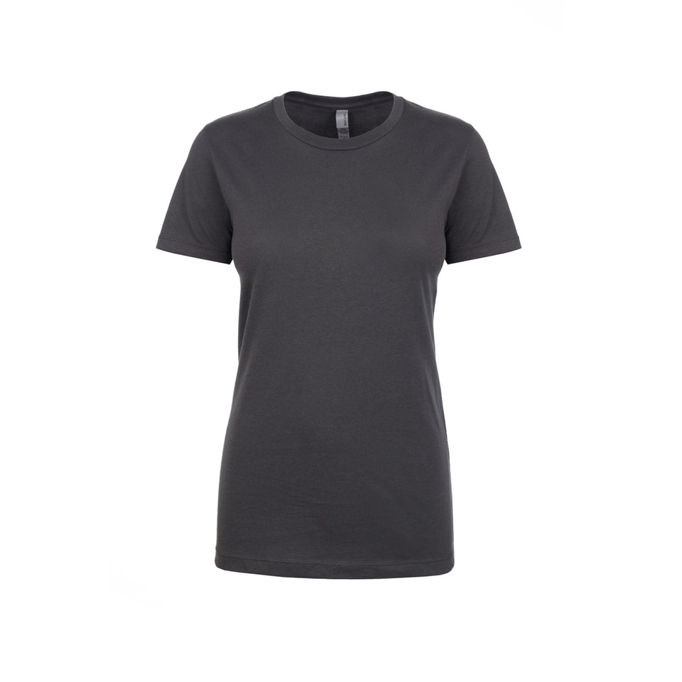 Charcoal grey women's crew neck boyfriend fit t-shirt, short sleeves, smooth flat front panel, packshot