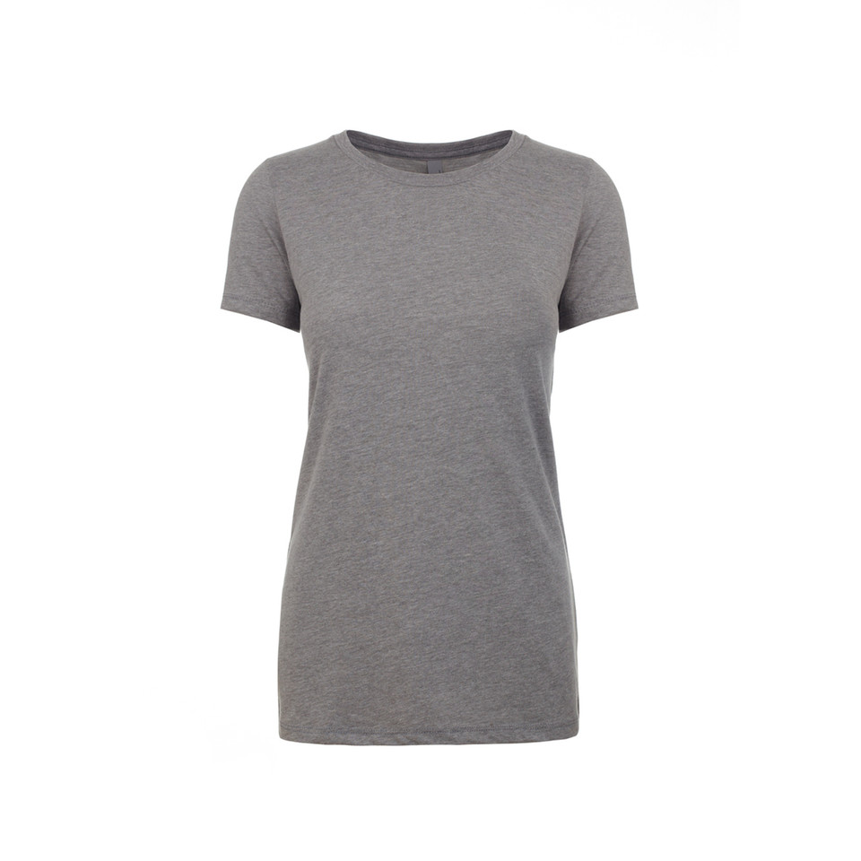 Heather grey women's crew neck t-shirt with short sleeves and smooth finish