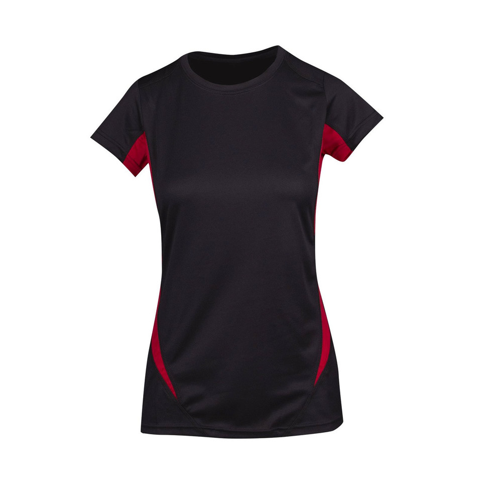 Bulk Buy Ladies Gym Contrast T-shirts | Black+Red Bulk Buy Ladies Gym Contrast T-shirts | Black+Red