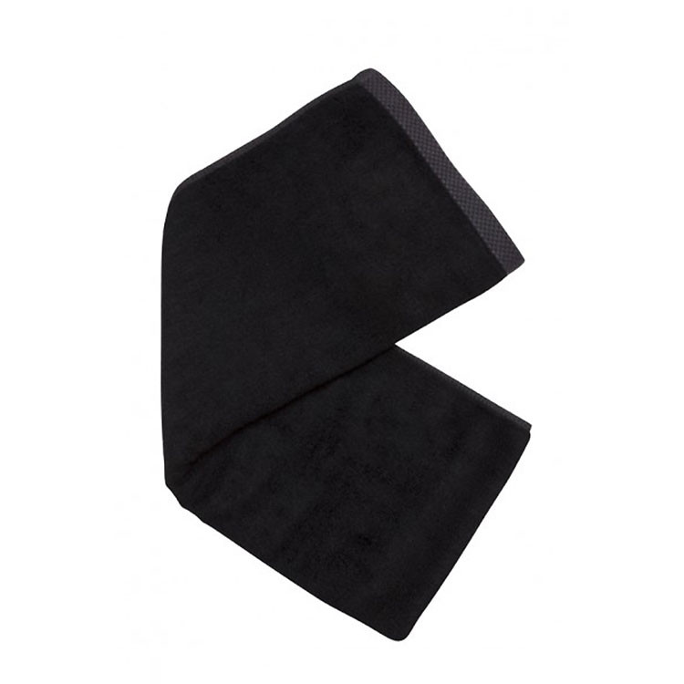 Black TEMPLE Bamboo Cotton Fitness Towel, a highly absorbent, soft, and quick-drying towel, perfect for use in the gym, yoga class, or sports activities.