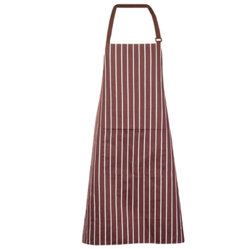 Bulk Discount Stripe Full Bib Apron Brown/White Bulk Discount Stripe Full Bib Apron Brown/White