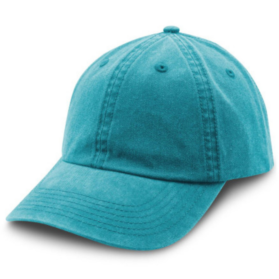 Plain Aqua Orson distressed washed chino cap (baseball hat) with an adjustable closure, ready for wholesale bulk purchase and custom embroidery.