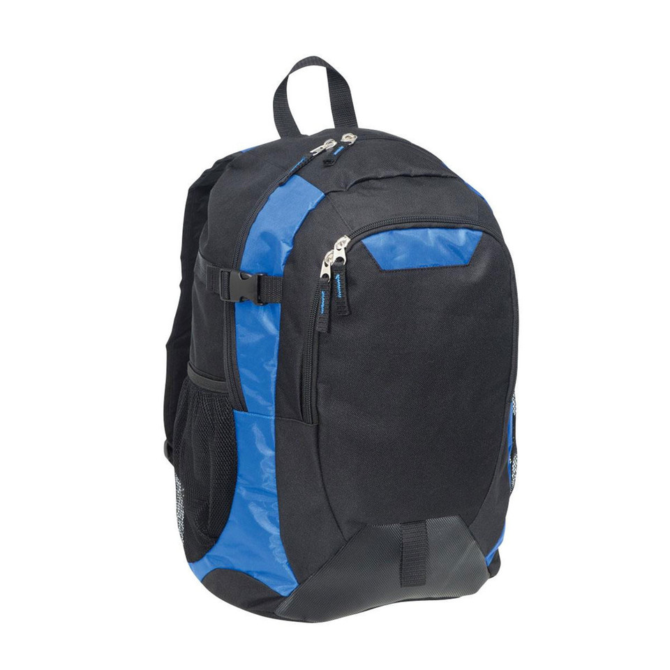 Wholesale Plain Padded Laptop Backpack | Black+Royal Wholesale Plain Padded Laptop Backpack | Black+Royal