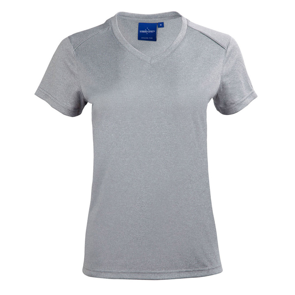 Silver Grey HACKETT Ladies Quick Dry T-Shirt featuring reflective silver piping for enhanced visibility, breathable moisture-wicking fabric, and a contoured feminine fit for active work and night running.