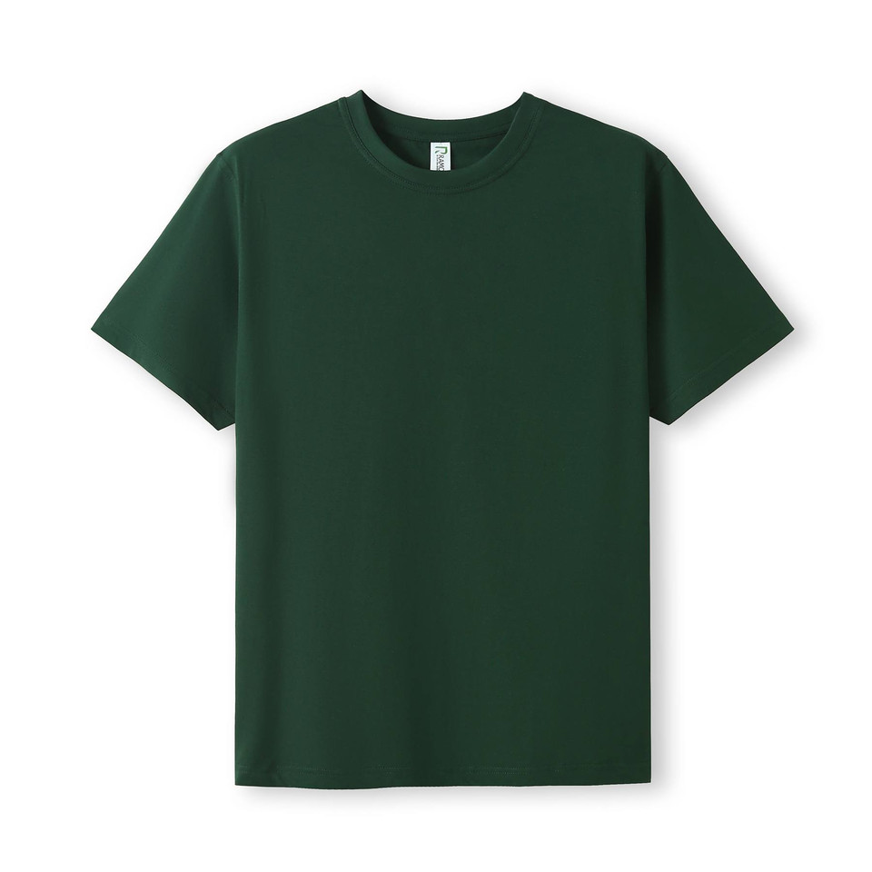 Forest green crew neck t-shirt with short sleeves and smooth cotton finish