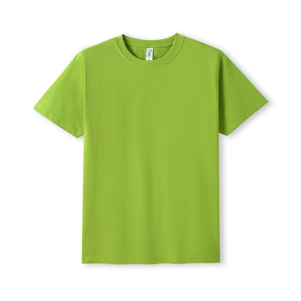 Lime green crew neck t-shirt with smooth flat front panel ideal for decoration