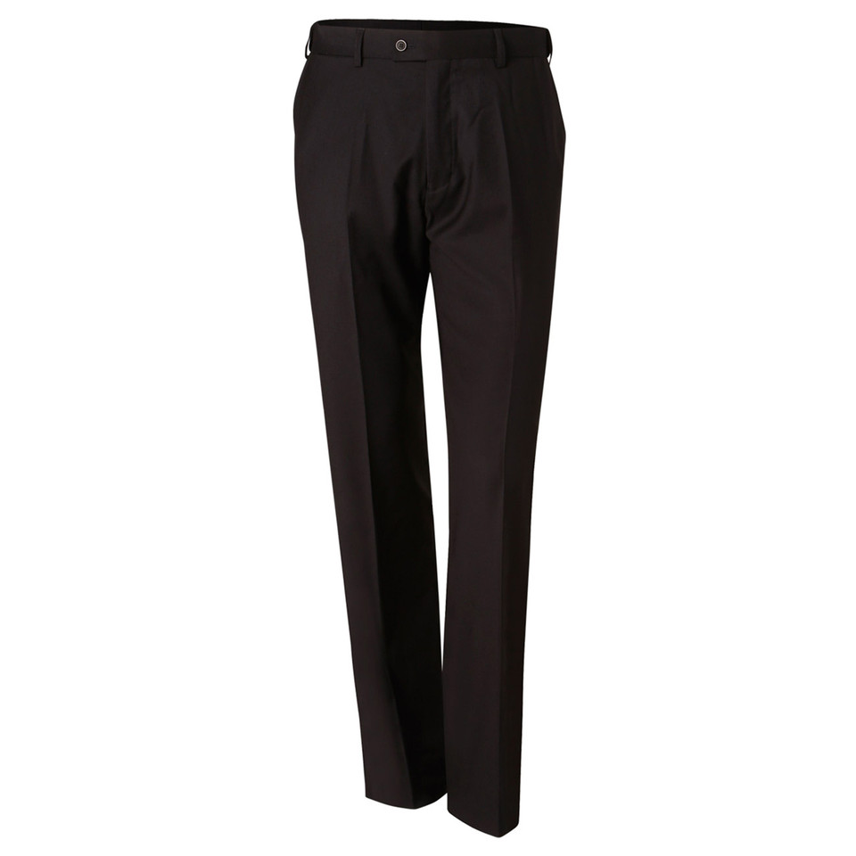 Black stretch business pants with flexi waistband and front pleats