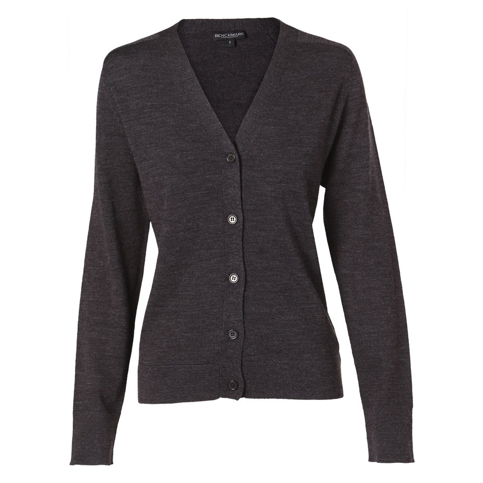 Ladies V-Neck Merino Wool Cardigan | Charcoal Grey Ladies V-Neck Merino Wool Cardigan | Charcoal Grey