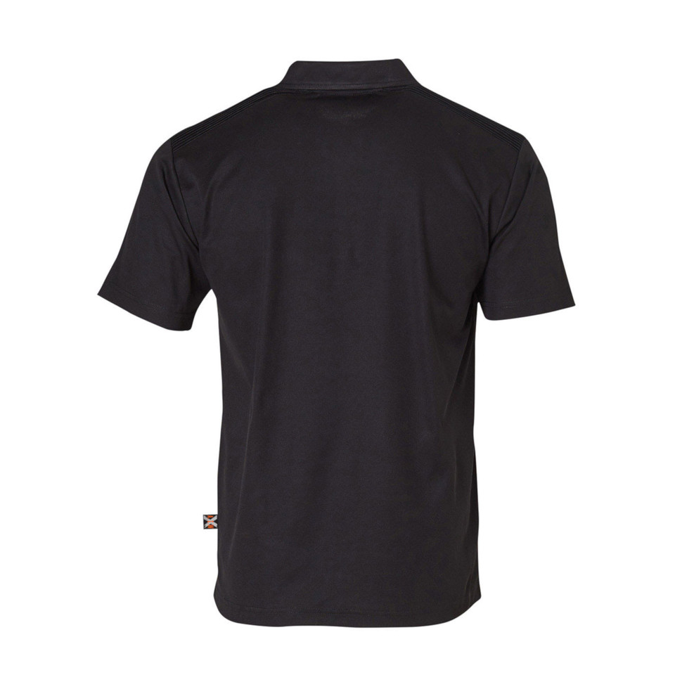 Black Roy Unisex Truedry Short Sleeve Polo Shirt, a quick-dry, moisture-wicking top with shoulder stitching detail, ideal for sports or work uniforms.