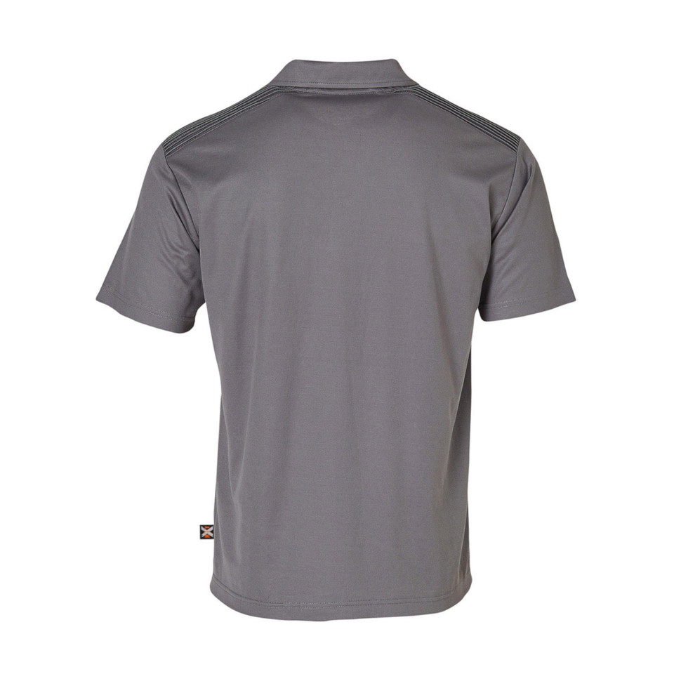 Steel Grey Roy Unisex Truedry Short Sleeve Polo Shirt, a quick-dry, moisture-wicking top with shoulder stitching detail, ideal for sports or work uniforms.