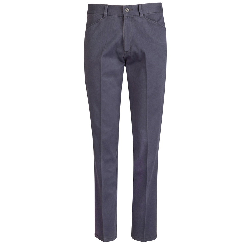 Charcoal grey ladies stretch chino pants with slim fit, front zip fly, belt loops and front pockets