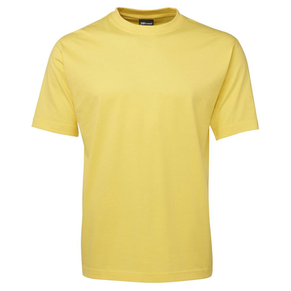 Soft yellow crew neck t-shirt with short sleeves and smooth cotton construction for decoration