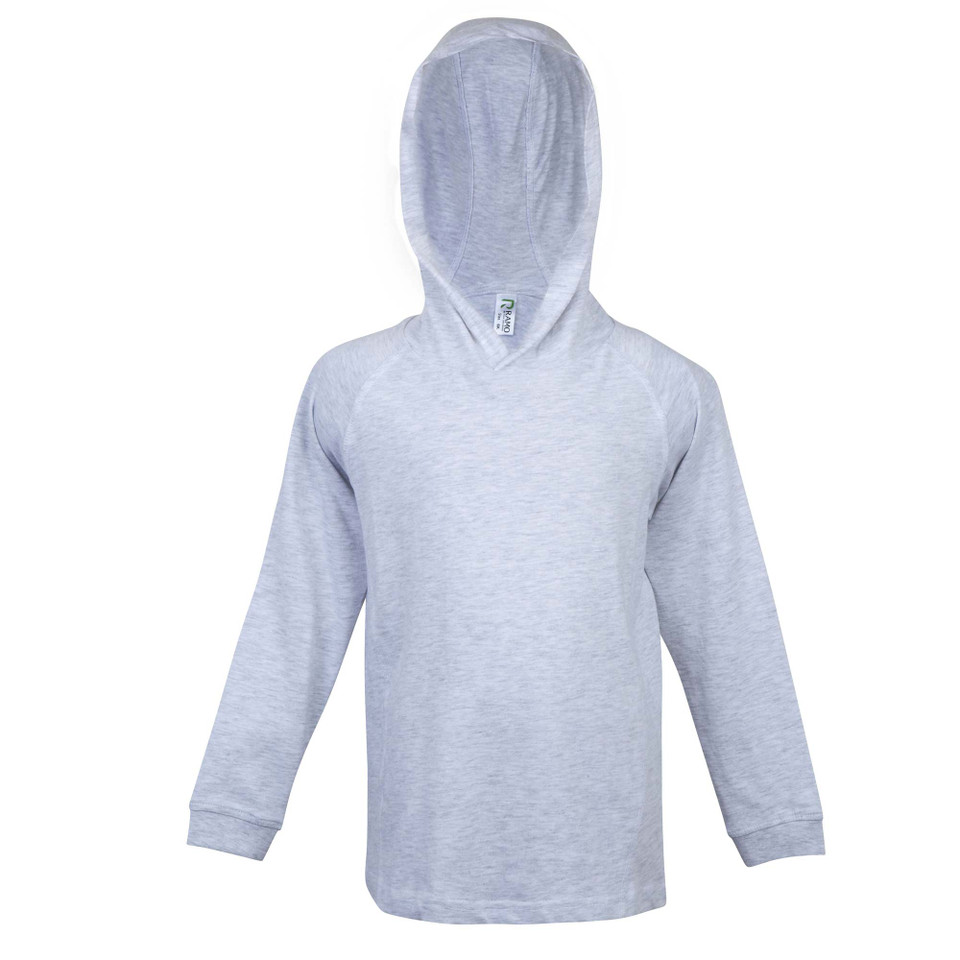 White Marl GAMER Kids and Babies Long Sleeve Hooded T-Shirt, a lightweight hooded tee ideal for children's casual wear, layering, or custom printing.