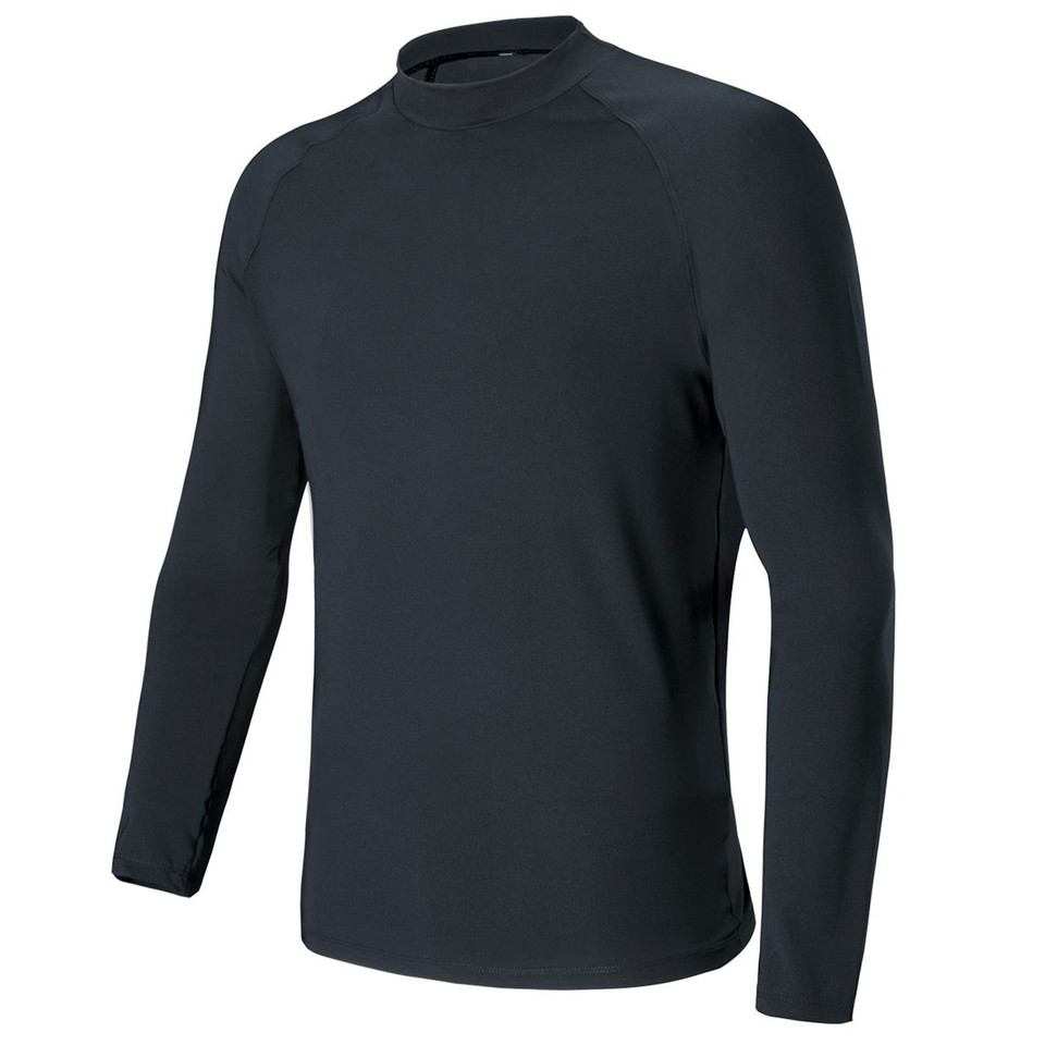 Charcoal grey long sleeve rashie with crew neck and raglan sleeves on white background