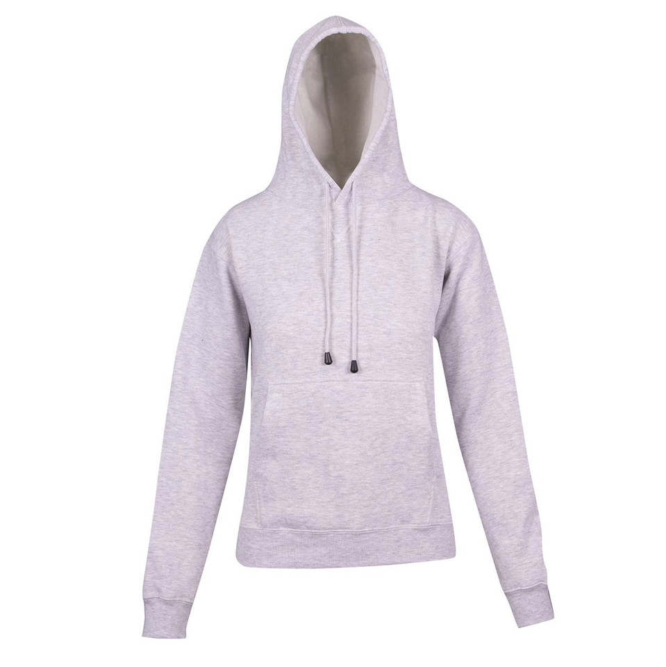 Snow Marl COOPER Ladies and Youth Fleecy Hoodie, a warm pullover sweatshirt with a cozy fleece lining, hood, and front kangaroo pocket, ideal for school uniforms and casual wear.