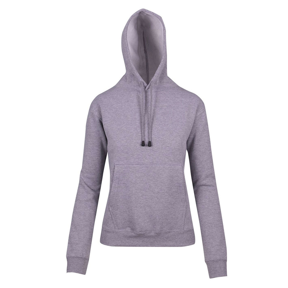Grey Marl COOPER Ladies and Youth Fleecy Hoodie, a warm pullover sweatshirt with a cozy fleece lining, hood, and front kangaroo pocket, ideal for school uniforms and casual wear.