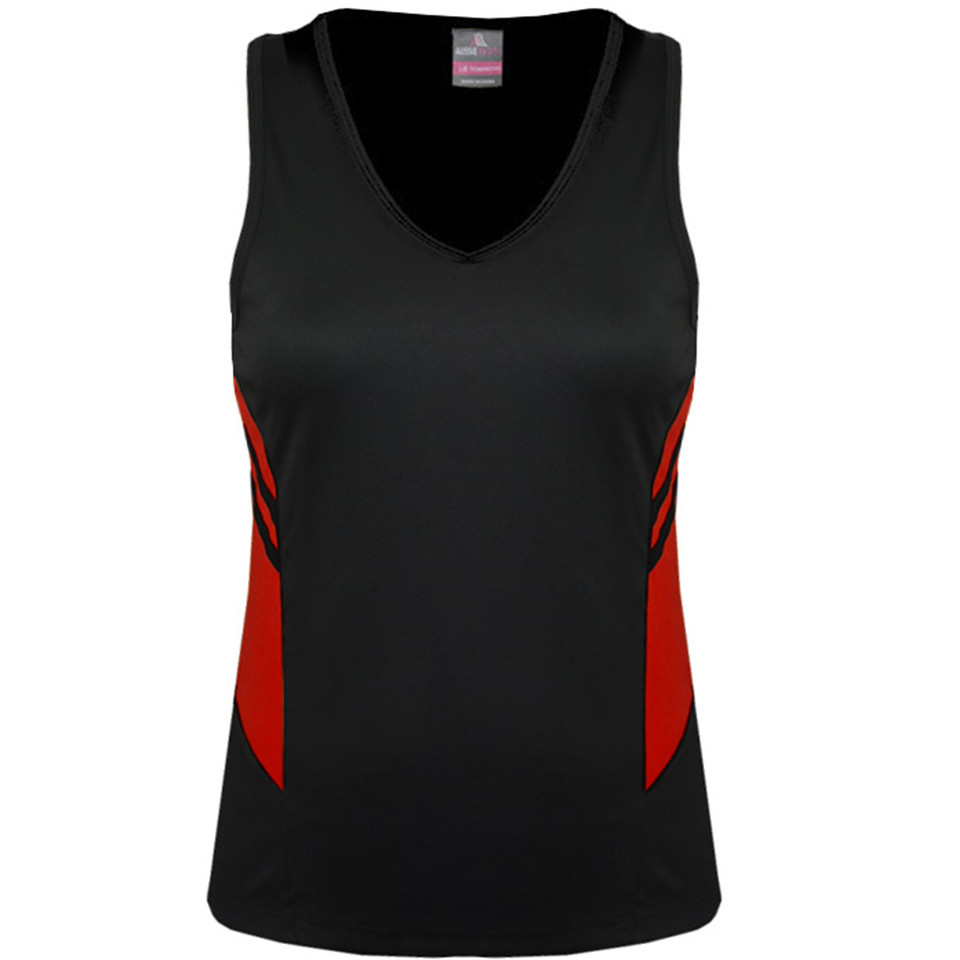 Black+Red | Wholesale Ladies Sports Contrast Singlet 