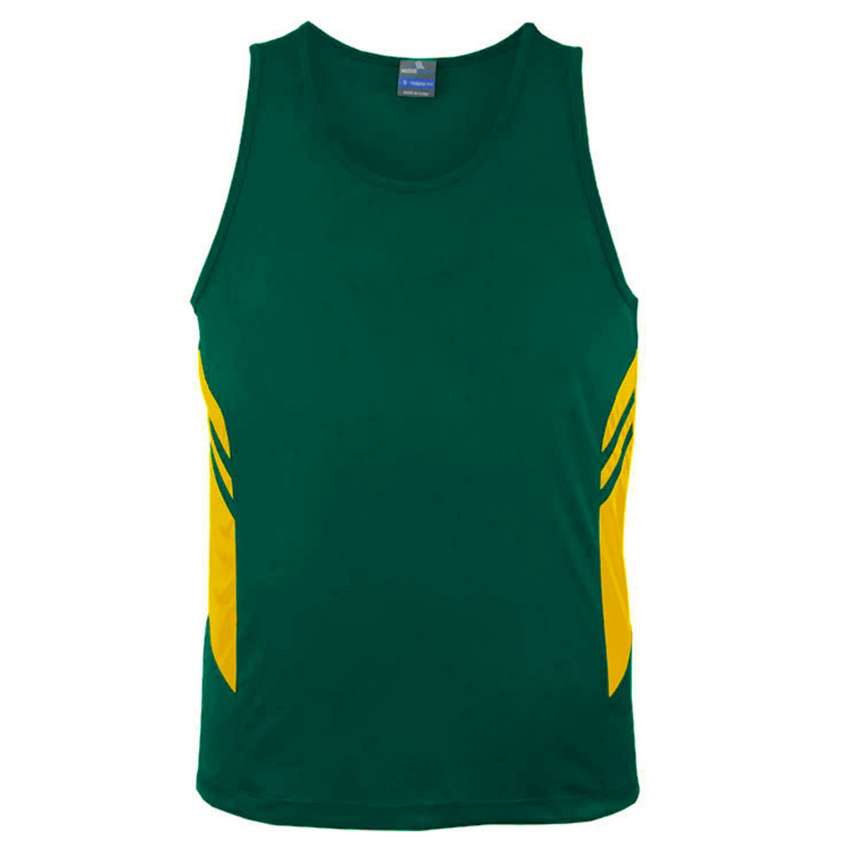  Bottle+Gold | Plain Kids Sports Contrast Singlet