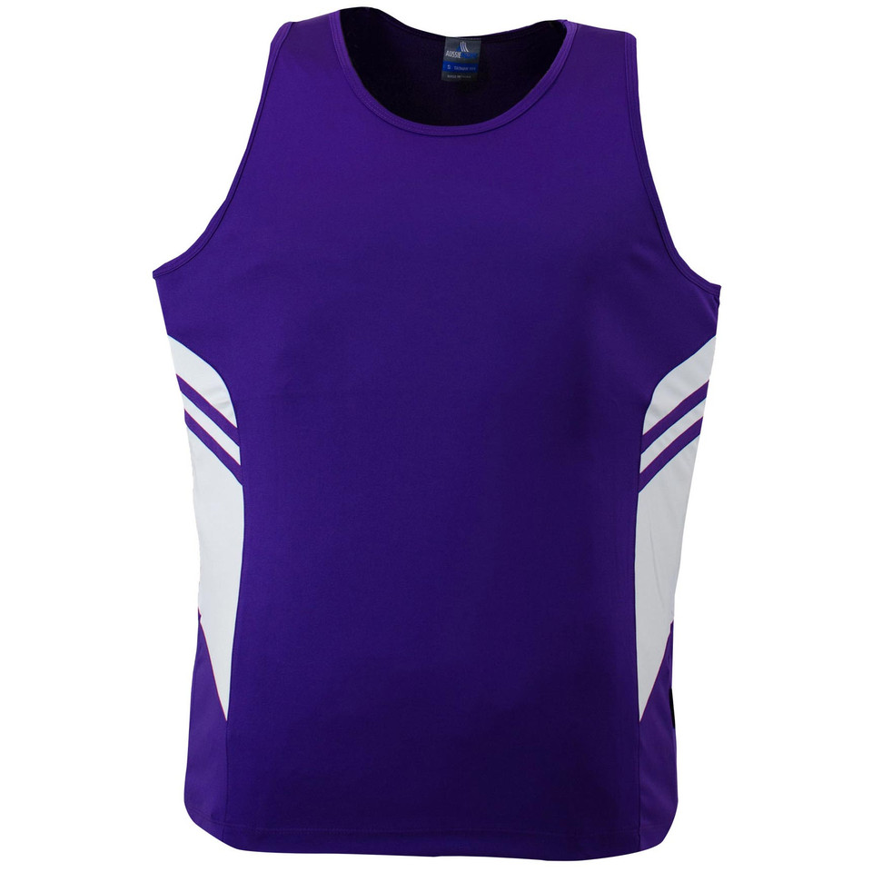 Purple+White | Blank Childrens Sports Active Singlet