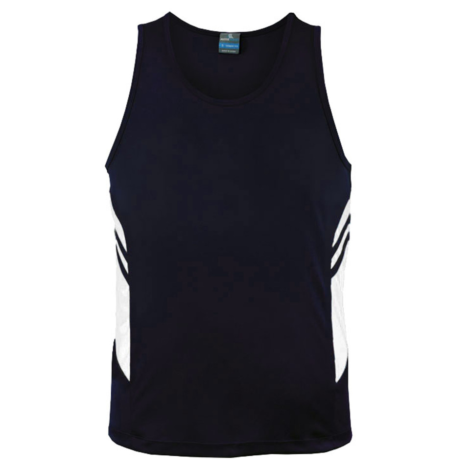 Navy+White | Blank Childrens Sports Active Singlet