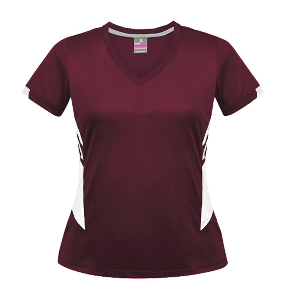 Maroon+White | Plain Ladies Sports Contrast Tshirt  Maroon+White | Plain Ladies Sports Contrast Tshirt