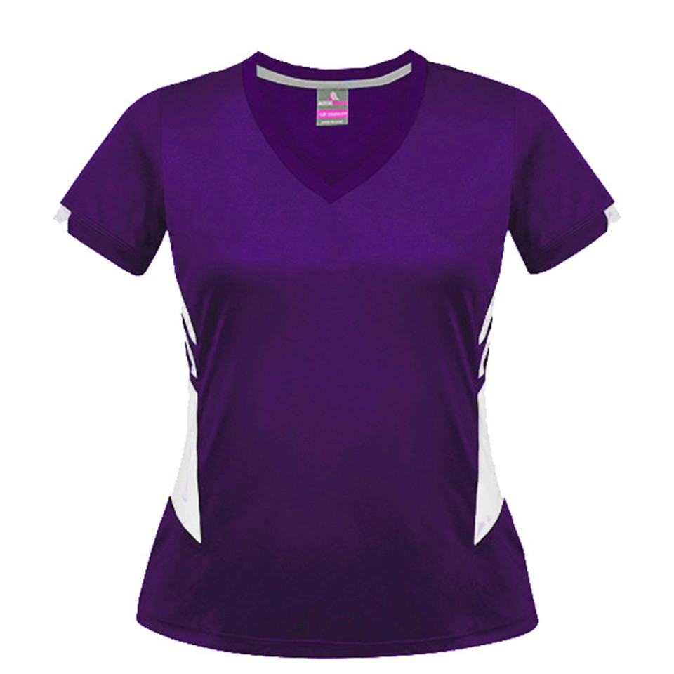 Purple+White | Blank Ladies Sports Contrast Tshirt  Purple+White | Blank Ladies Sports Contrast Tshirt