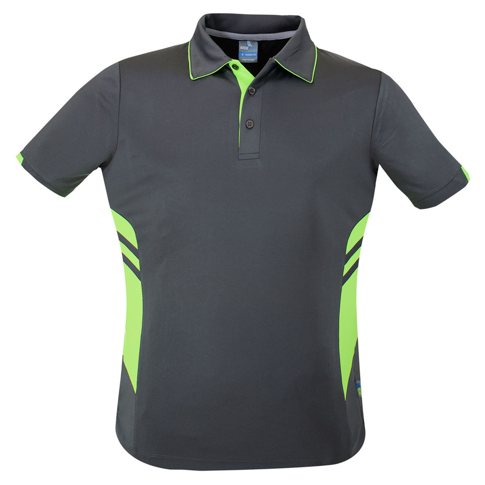 Slate+Neon Green Talent Men's Plain Contrast Sports Polo Shirt, a breathable and durable top ideal for team uniforms, sports clubs, or corporate casual wear.