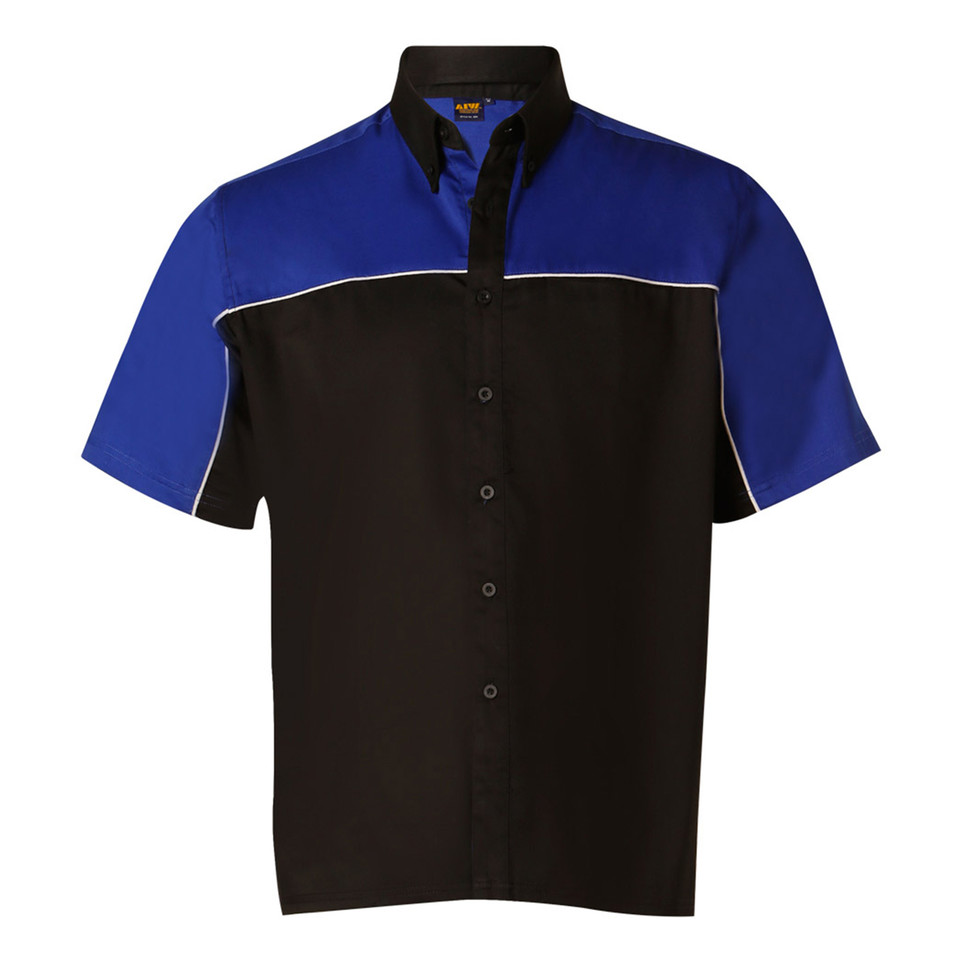 Royal+Black | Mens Short Sleeve Twill Moto Shirts