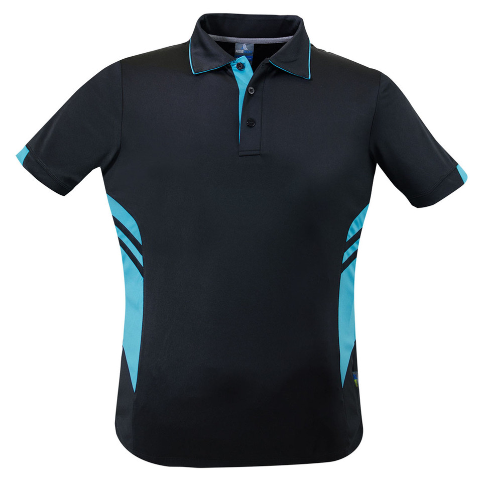 Black+Teal | Plain Kids Contrast Sports Polo Shirt
