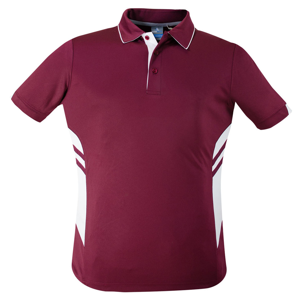 Maroon+White  | Plain Kids Contrast Sports Polo Shirt