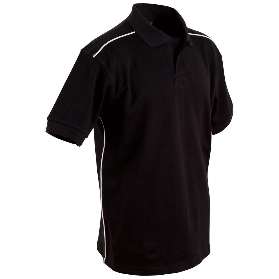 Black+White | Bulk Buy 100% Cotton Piping Polo Shirts